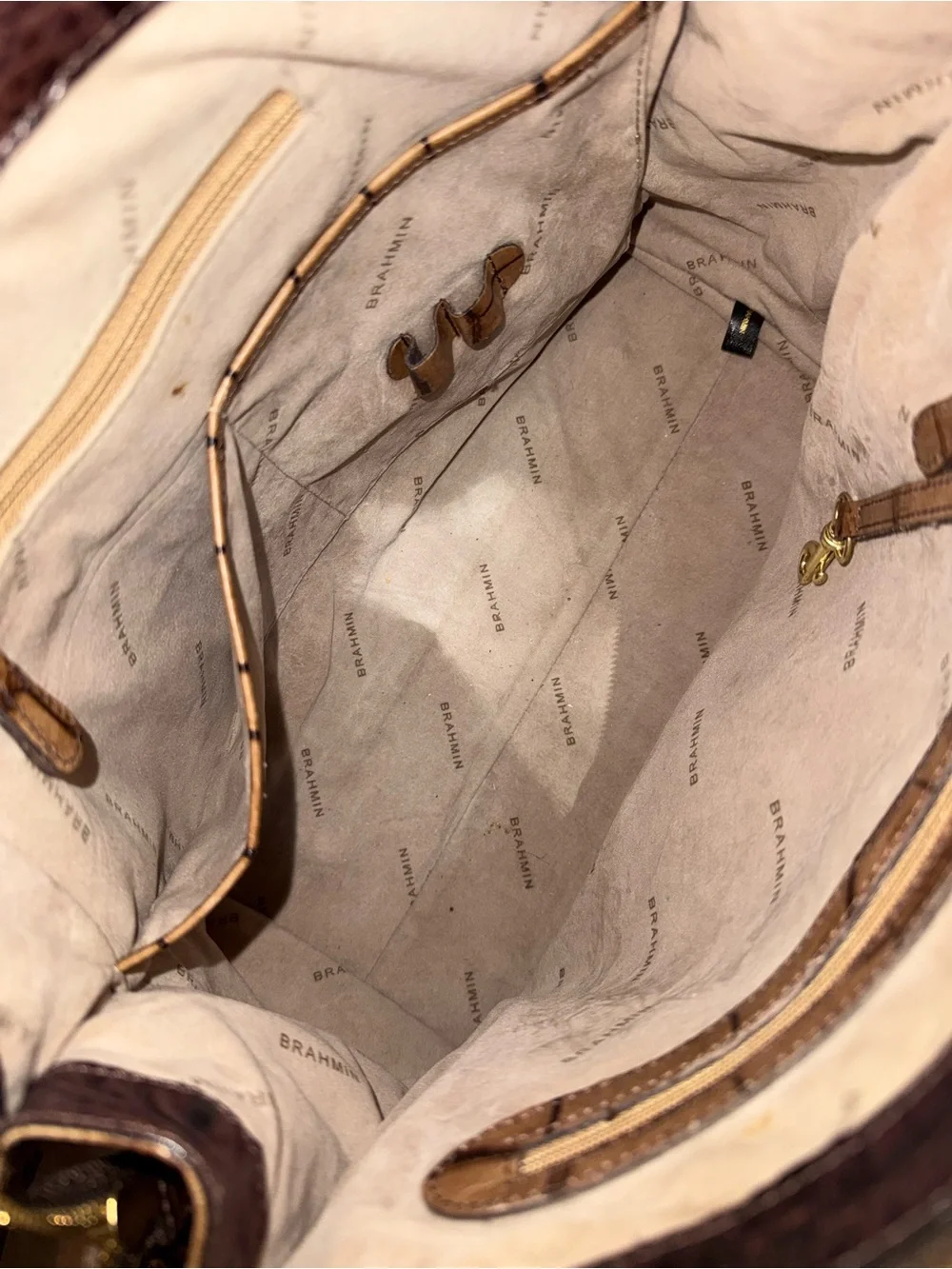 Women's Two-Tone Croc-Embossed Tote Bag in Brown and Tan